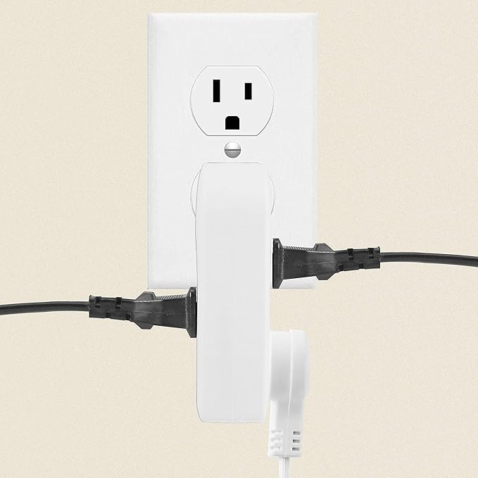oviitech 3 Way Outlet Vertical Wall Tap Splitter Adapter with 3 Prong Plug for Behind Furniture, Hard Plastic,UL Listed,2PK…