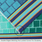 COTTON CRAFT Hooded Beach Towel – Oversized 39 x 68 Towel with Hood for Adults - 100% Cotton Velour Terry Jacquard Towel - Pool Bath Wrap - 450 GSM Soft Absorbent Quick Dry – Blue Tiles