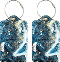 Luggage Tags for Suitcases, 2 Pack Cute PU Leather Suitcase Tag Identifiers TSA Approved with Stainless Steel Loop and Address Card for Baggage Tag for Travel Essentials Gold Foiled Marble, by Chelmon