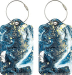 Luggage Tags for Suitcases, 2 Pack Cute PU Leather Suitcase Tag Identifiers TSA Approved with Stainless Steel Loop and Address Card for Baggage Tag for Travel Essentials Gold Foiled Marble, by Chelmon
