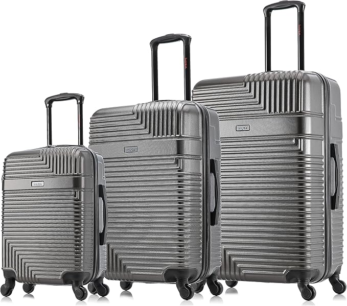 InUSA RESILIENCE Luggage with Spinner Wheels | Spacious Durable Lightweight Hardshell Suitcase, Travel Sets with Handle and Trolley | (20/24/28) 3 Piece Luggage Set | Charcoal