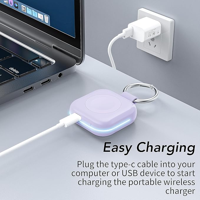 Portable Travel Charger for Apple Watch Series 8,Wireless iWatch Charger 1200mAh Power Bank with Charging Cable, Purse Keychain Smart Chargers for Apple Watch Series 11/10/9/8/7/6/SE/5/4/3/2/1/UItra