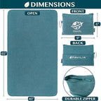 PAVILIA Travel Blanket Airplane Compact with Bag, Small Travel Pillow Blanket Long Flights, Lightweight Plane Blanket with Luggage Strap, Camping Blanket for Traveler Essentials, Teal Blue, 65x40