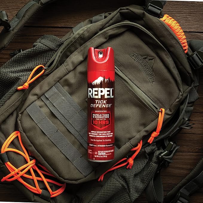 Repel Tick Defense, Repels Ticks & Mosquitos For Up To 10 Hours, Keep Ticks Away, (Unscented Aerosol Spray) 6.5 fl Ounce