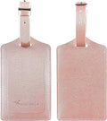 Travelambo Luggage Tags for Suitcases Faux Leather Privacy Protection 2 Pack Bag Tags Travel Accessories Essential, Rose Gold