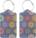 Luggage Tags for Suitcases, 2 Pack Cute PU Leather Suitcase Tag Identifiers TSA Approved with Stainless Steel Loop and Address Card for Baggage Tag for Travel Essentials Hexagon, by Chelmon