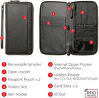 Travel Document Organizer - RFID Passport Wallet Case Family Holder Id Wristlet