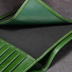 HISCOW Italian Leather Passport Holder for Travel - RFID Blocking Wallet Cover with Secure Organizer for Men & Women, US & Foreign Trips, Green Vegetable-Tanned Leather