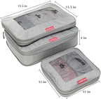 LeanTravel Premium Compression Packing Cubes for Travel - Suitcase Organizer Bags with Double Zipper & Breathable Mesh Panel - Space Saving Carry On Luggage Essentials (3-Pack, Grey)