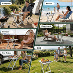 SUNNYFEEL Folding Camping Table - Lightweight Aluminum Portable Picnic Table, 18.5x18.5x24.5 Inch for Cooking, Beach, Hiking, Travel, Fishing, BBQ, Indoor Outdoor Small Foldable Camp Tables