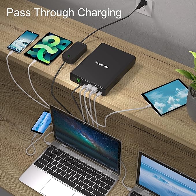 Portable Charger, PD 100W USB C Power Bank 64000mAh Fast Charging External Battery Pack with Dual PD (100W&65W) & 4 USB-A (QC3.0 18W) for Type-C Laptops, MacBook Pros, XPS, iPad Pro